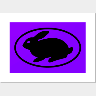 black print rabbit purple Posters and Art